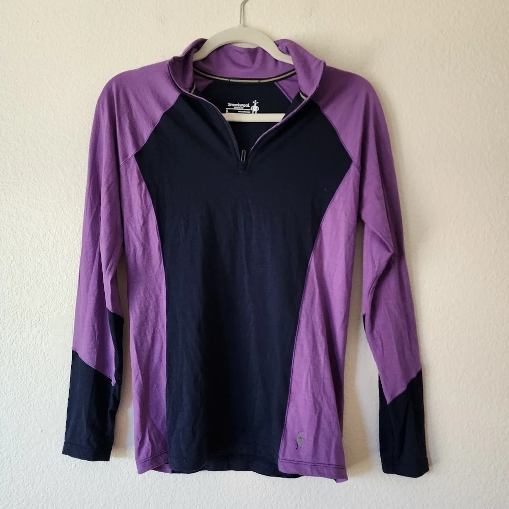 Smartwool Merino Wool 150 Baselayer Colorblock 1/4 Zip Jacket S